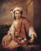 Bartolome Esteban Murillo A girl wearing a Rose oil painting
